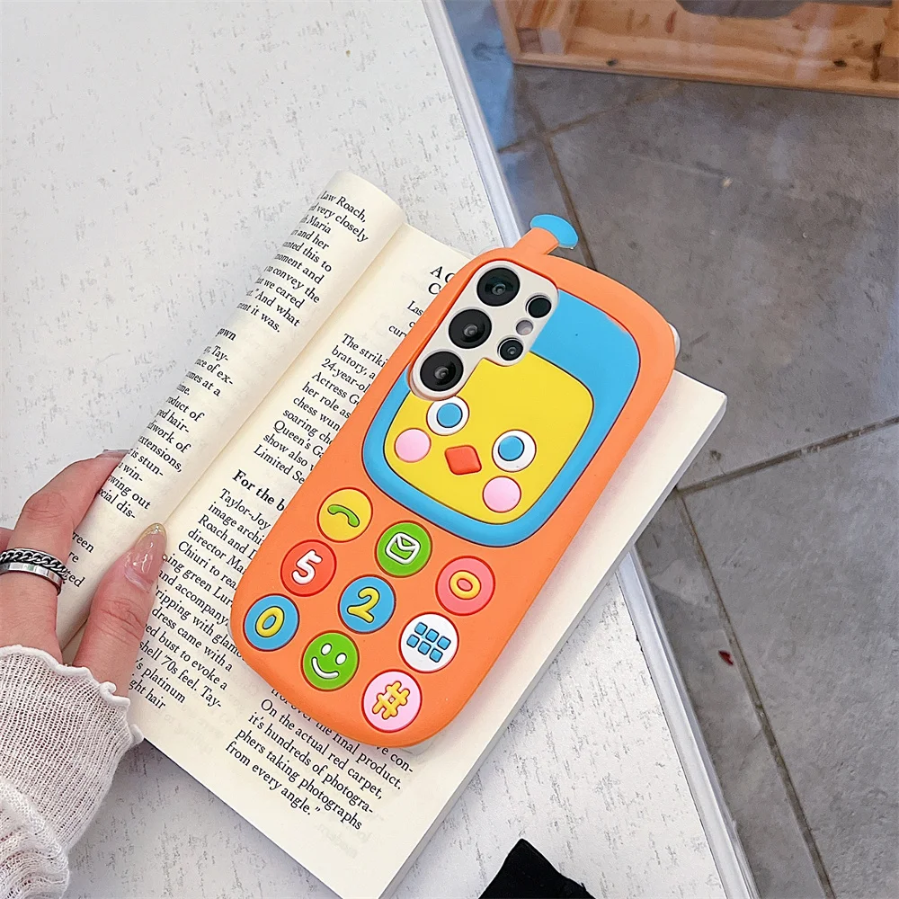 Playful 3D Yellow Duck Nostalgic Toy Phone Case for S26 Ultra Soft Silicone Cartoon Cover for SamSung Galaxy S25 S24 S23 A57 A56