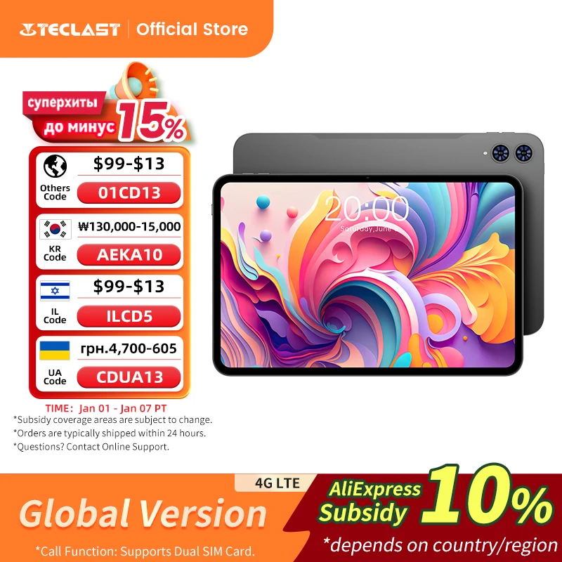 Teclast T65 13,4 polegadas 2K 120Hz Tela Unisoc T7280 Octa Core Max 20G RAM 128GB ROM 8000mAh Bateria Android 15 Tablets Dual SIM