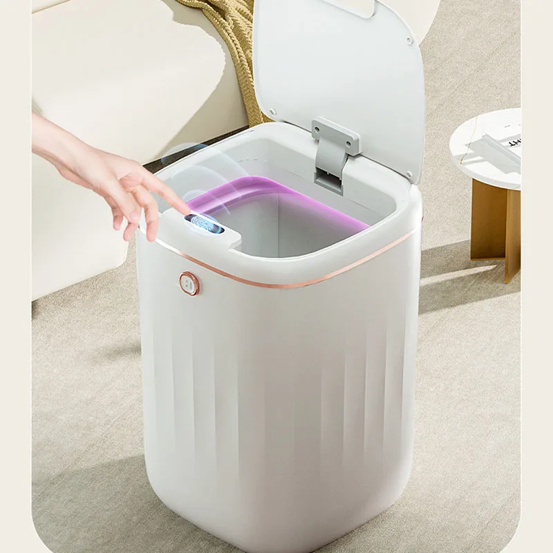 Lixeira Inteligente 20L com Luz UV Sensor Automático Trash Can Lixo Inteligente para Cozinha Banheiro WC Wastebasket com Tampa lixeira sensor automático lixeira automatica banheiro lixeira inteligente banheiro