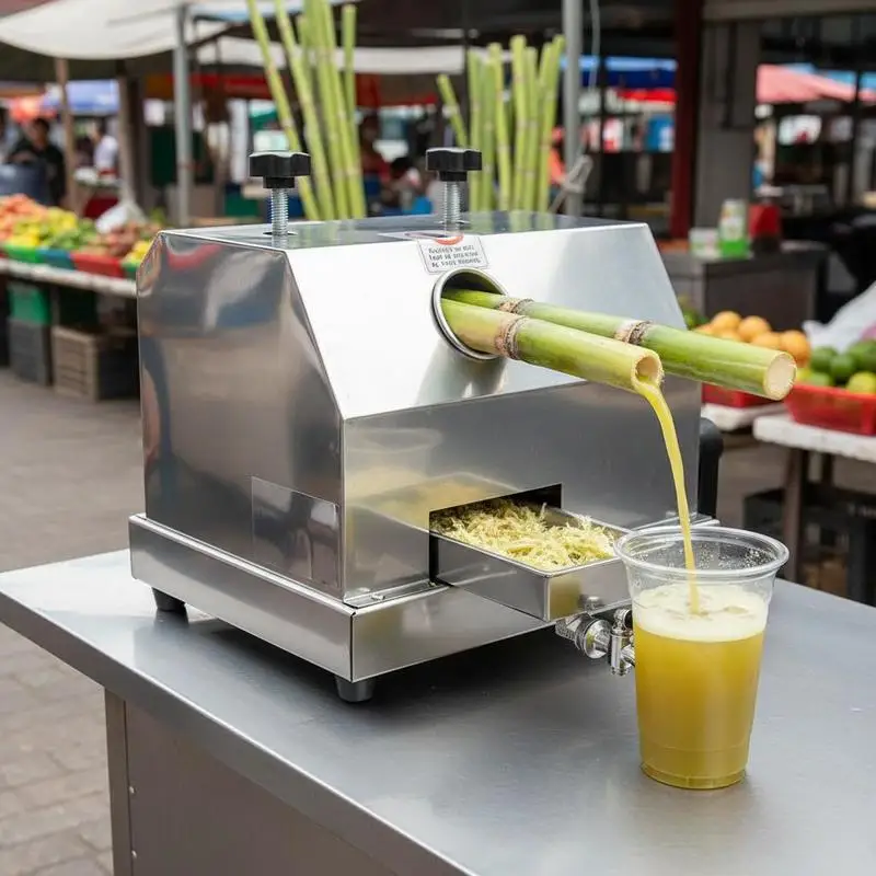 Presse à jus de canne à sucre commerciale, machine à jus de canne à sucre haute performance 49,9 kg/h avec 3 rouleaux en acier inoxydable, entrée large de 6,1 cm, presse manuelle pour usage domestique/commercial