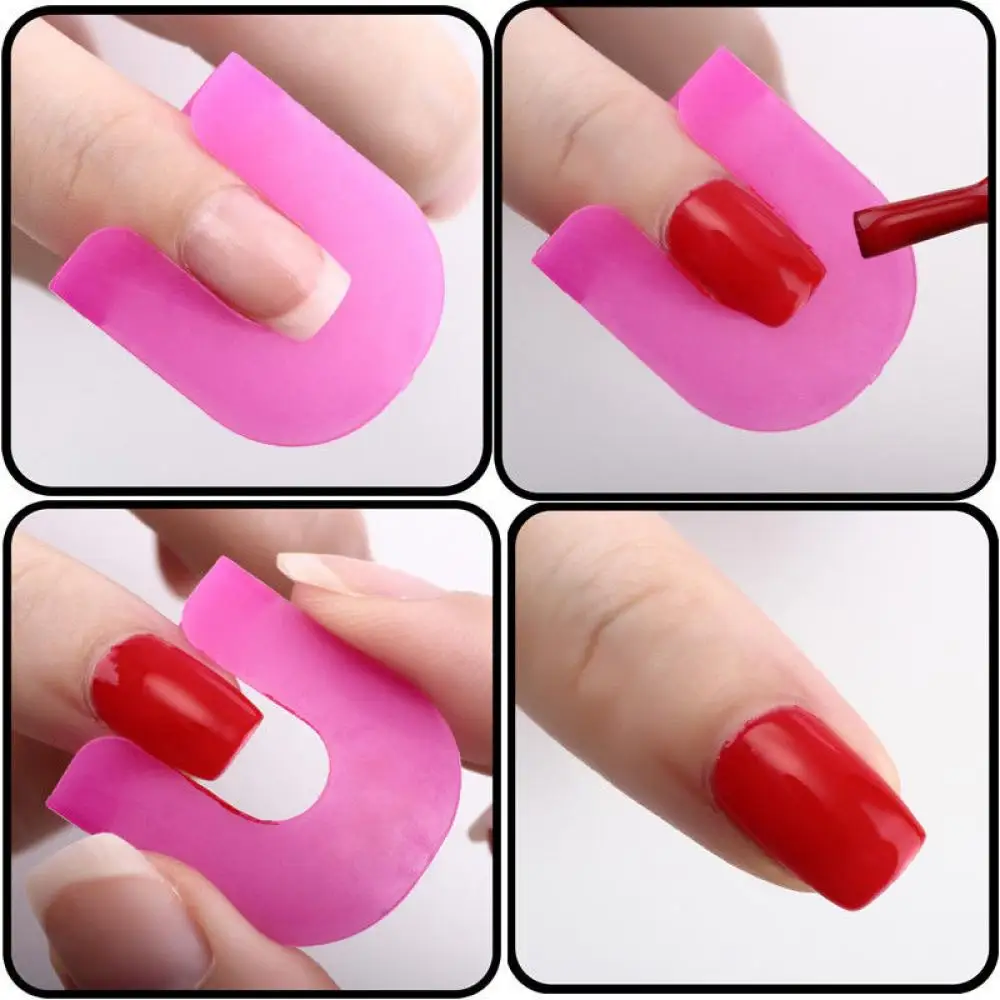 26pcs Tips Case Finger Stencil Tool Nail Polish Mold Shield Protector