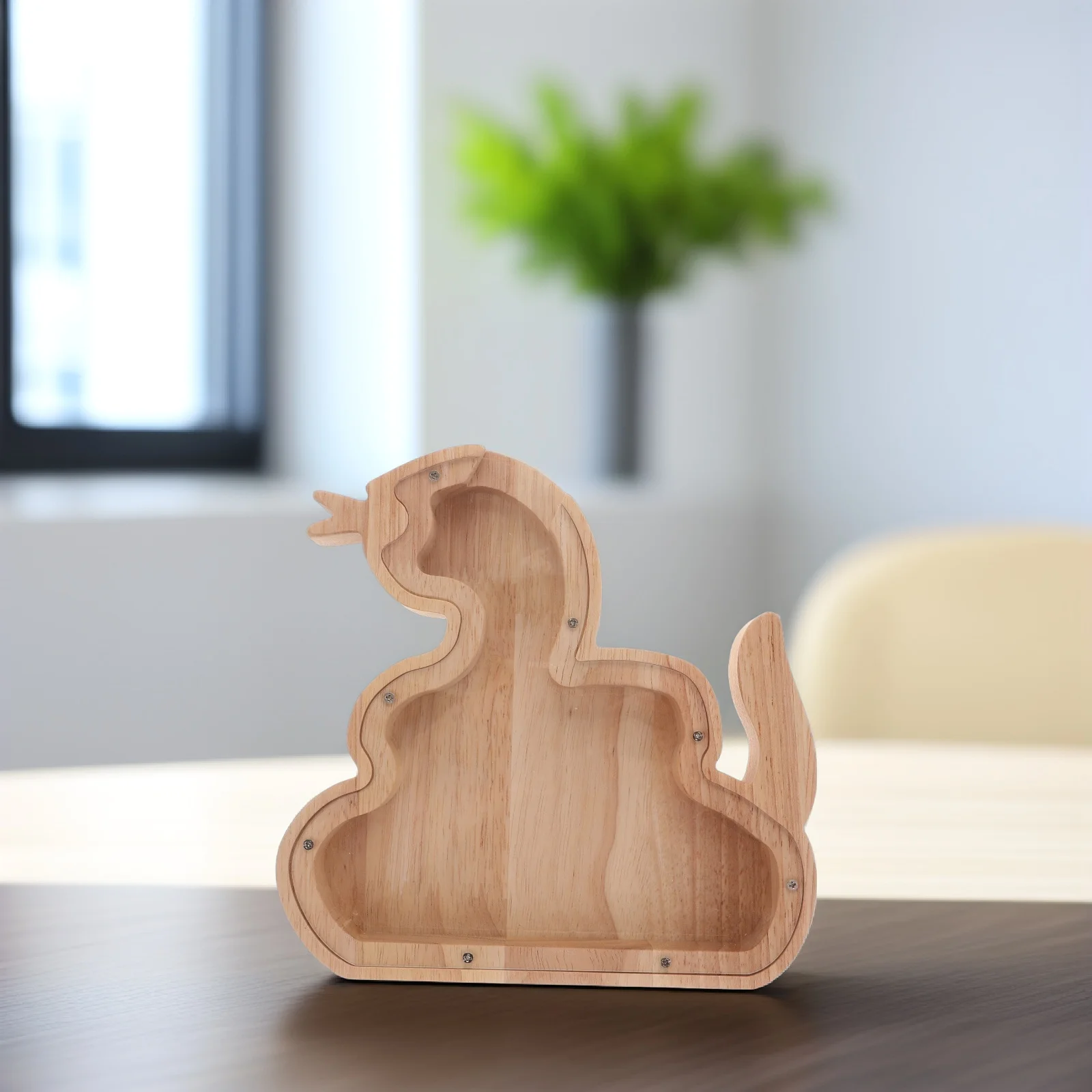 Tirelire en bois en forme de serpent pour garçons et filles, fenêtre de visualisation claire, rangement, tirelire en bois pour enfants