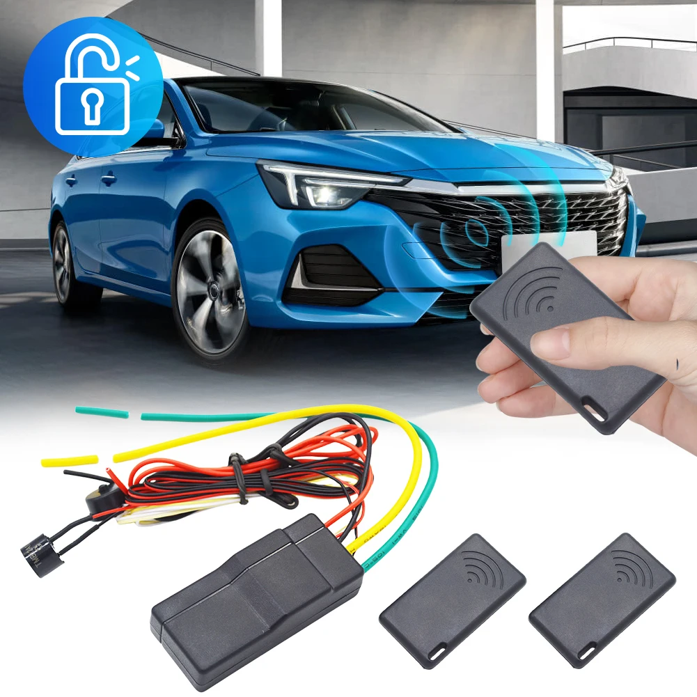 12V Auto Intelligent Secret Lock 2-8 Meter Sensor 2.4GHz RFID Car Immobilizer Wireless Immobilizer Wireless Engine Burglar Alarm