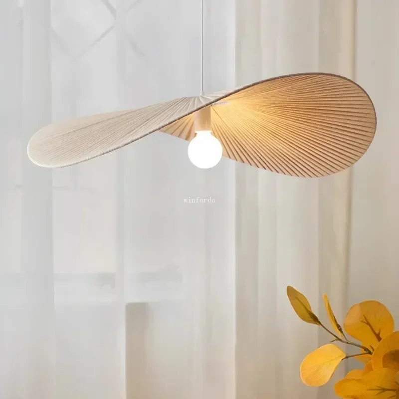 Japanese Wabi Sabi Rotundity Handmade Rattan Weaving Pendant Light White Glass Chandelier Living Room Study Bedroom Hanging Lamp