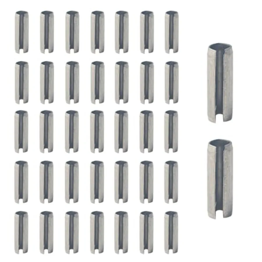 100Pcs Slotted Spring Pins, 304 Stainless Steel Split Roll Dowel Pins Plain Finish for Machinery, Automotive, DIY Repairs, and