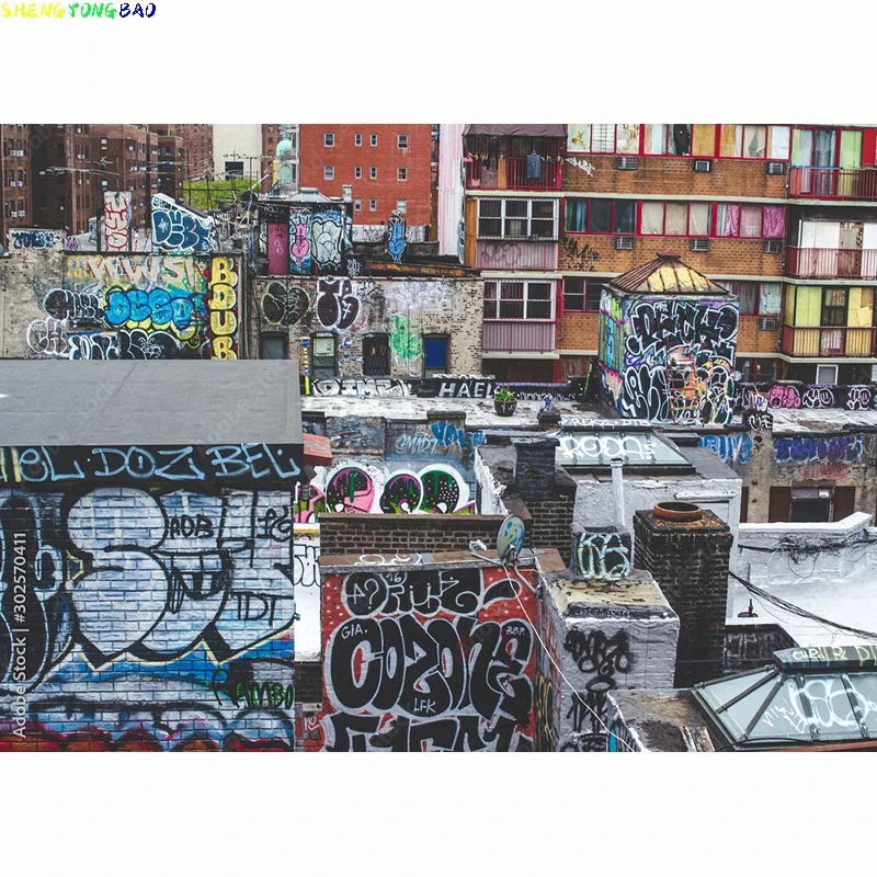 Vinyl Custom Graffiti Theme Photography Backdrops Studio Props Vintage Brick Wall Photo Photography Background 211219 SKT-04