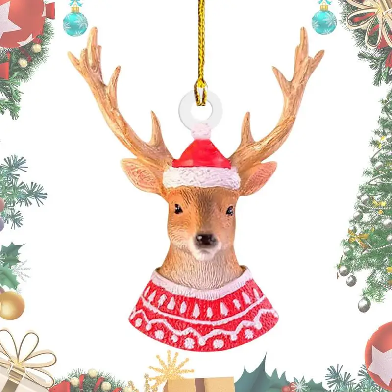 1pcs Cute Elk Bird Rabbit Squirrel Hedgehog Christmas Decoration Pendant 2D Acrylic Interesting Christmas Tree Hanging Ornaments