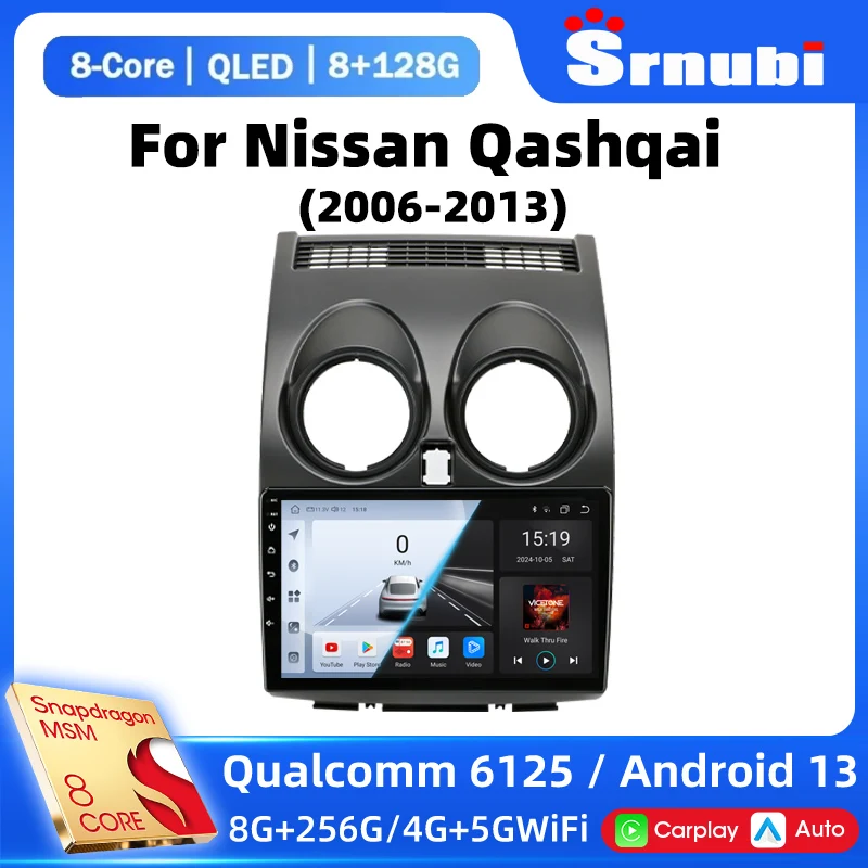 

2 Din Android 13 for Nissan Qashqai J10 2006-2013 Car Radio Multimedia Video Player Navigation Carplay Stereo Speakers Head Unit