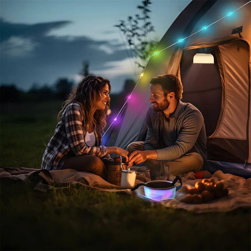 Outdoor solar camping light, portable, lightweight USB output, multifunctional handheld colorful atmosphere night light