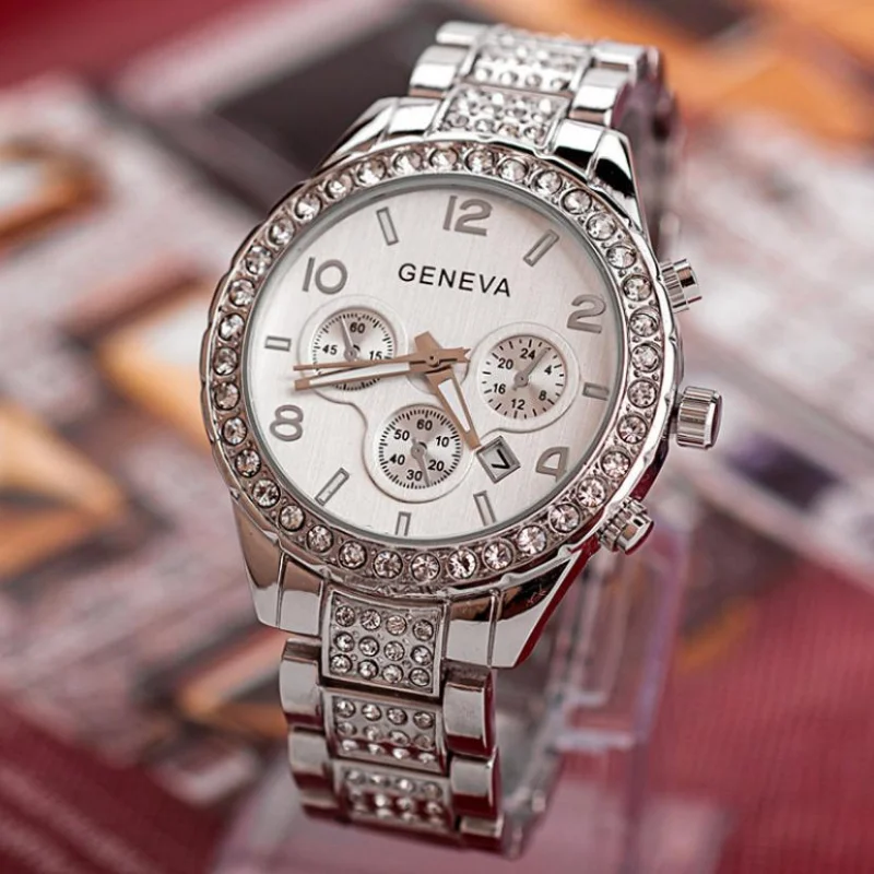 Montres de luxe en cristal pour femmes, or rose, Genève