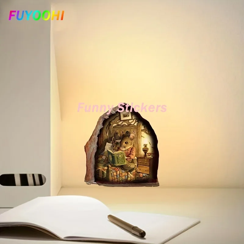 FUYOOHI Vinyl Car Sticker Add A Touch of Fun To Your Home Decor with These Cute Mouse Hole Wall Stickers!