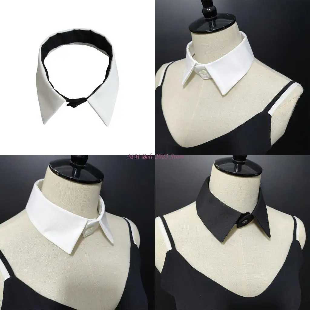

49ME Trendy Artificial Detachable Collar for Ladies and Students Campus Lapel Half Shirt Blouse Choker Necklace Faux Collar