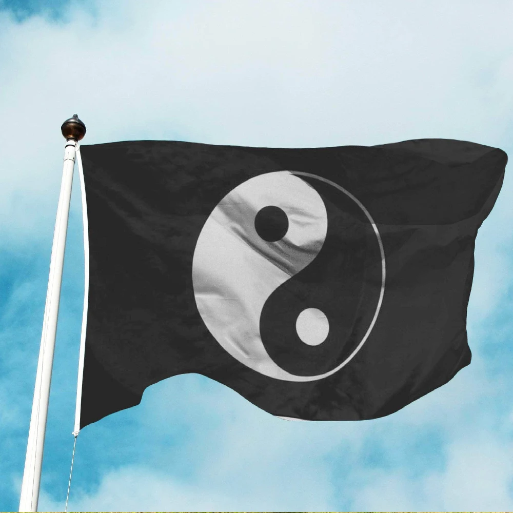 FLAGLINK 90x150 CM YIN-YANG Peace Tao Taoism Yin Yang Flag For Decoration