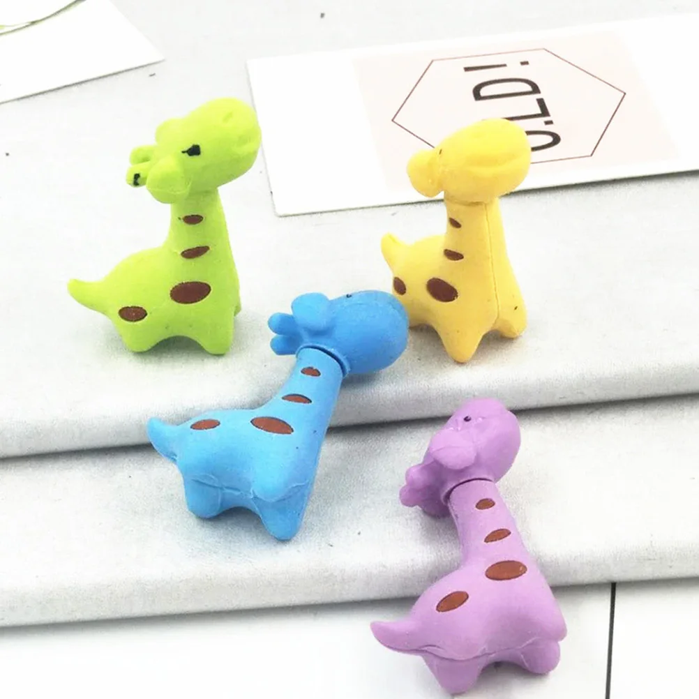 

15pcs Animal Erasers Cute Kids Stationery Giraffe Shape Detachable TPR Material Erasers Colorful Non-Fading Goodie for Children