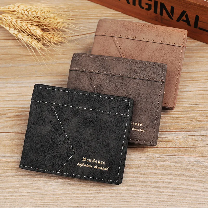 

Men's Short Frosted Large Capacity Leather Wallet,Multi-Slot Coin Pocket Photo Holder Small Men's Wallet,Vintage Wallet for Male