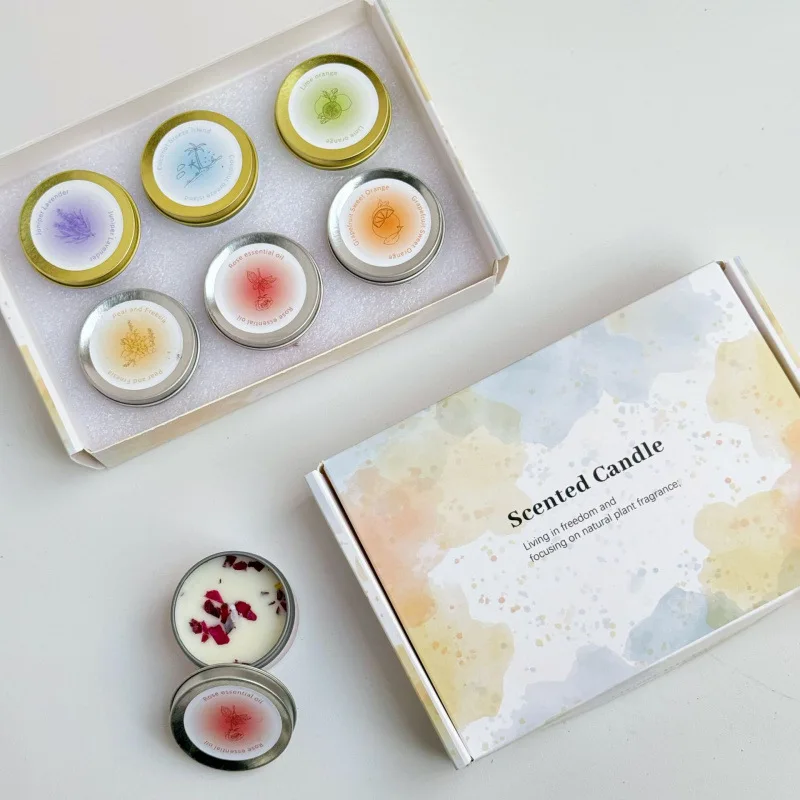 Tin Can Dried Flower Soybean Wax Portable Travel Light Scented Candle Wedding Souvenir Birthday Present