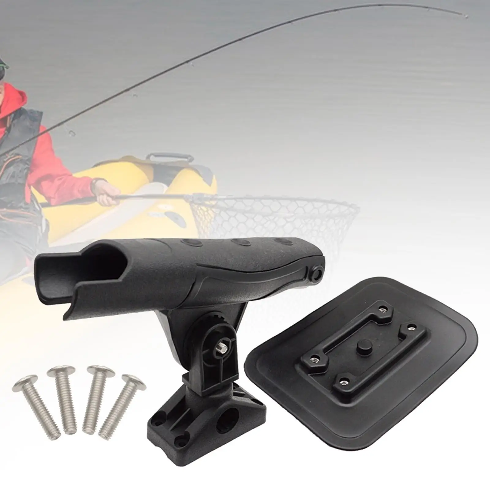 قارب قابل للنفخ حامل قضيب الصيد الملحقات دوران 360 درجة مع قاعدة ثابتة آمنة العالمي كاياك قصبة صيد خشبية حامل #4