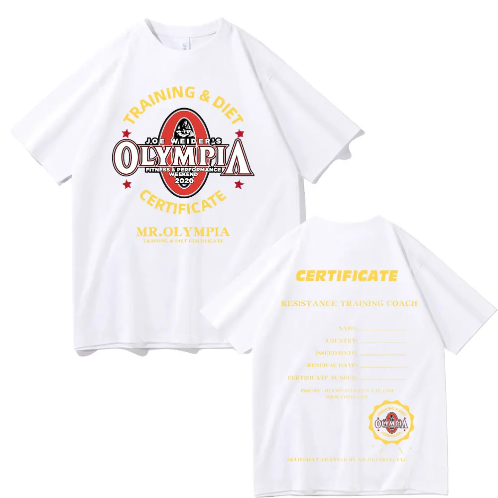 Training Diet Certifiate Mr Olympla Gym T-shirt Men Women Fitness Casual Oversized Short Sleeve Tshirt Male Pump Cover T Shirts