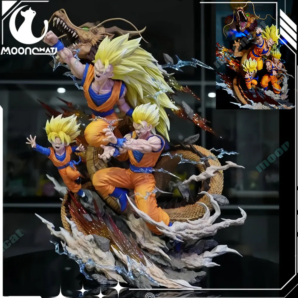 

31cm Dragon Ball Goku Anime Figure Son Goku Gohan Goten Super Saiyan 3 Dragon Fist Figures Statue Model Doll Desk Decor Toy Gift