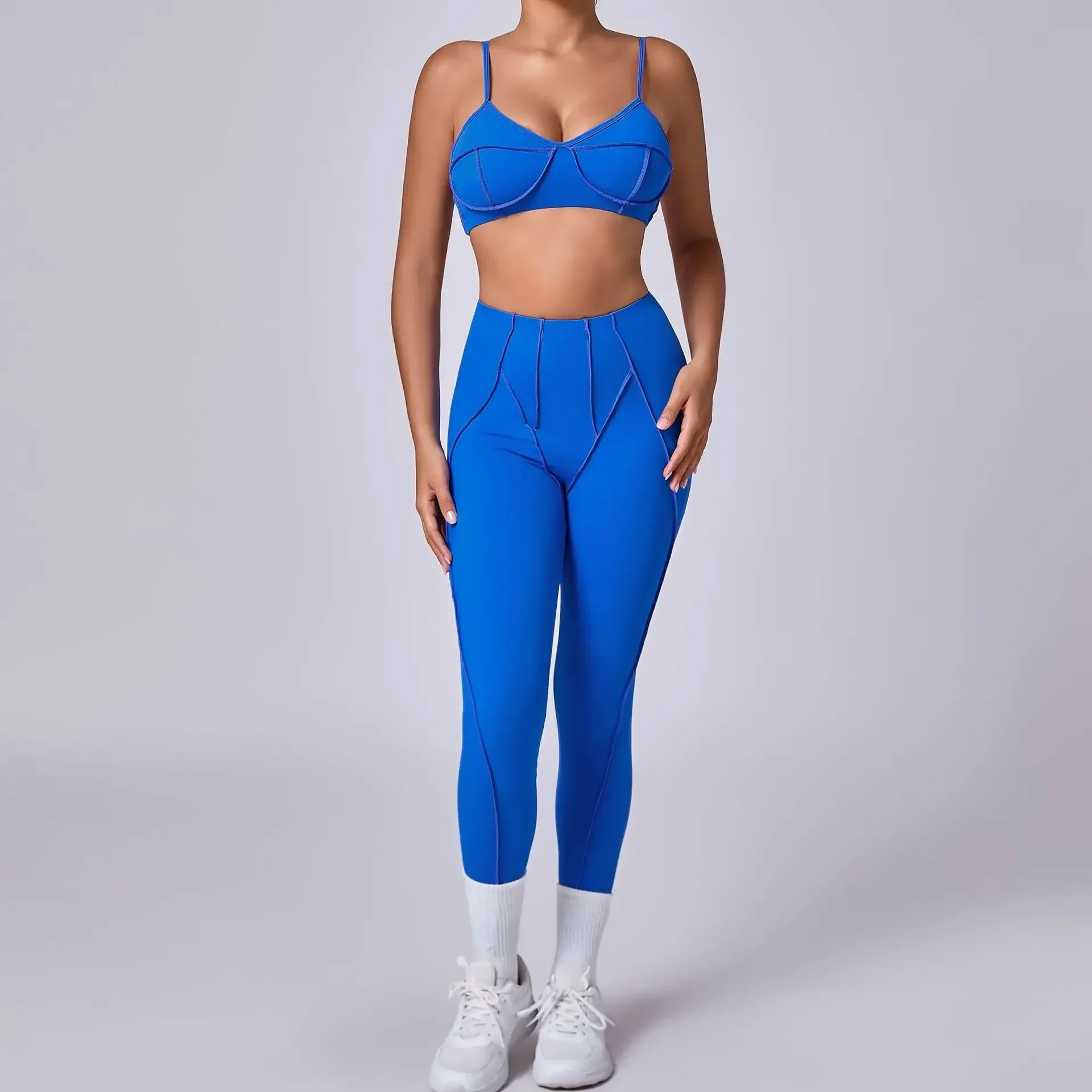 

Seamless Yoga Sets Sports Fitness High Waist Hip-lifting Shapeing Trousers Backless Bra Suit Workout Gym Leggings Sets for Women