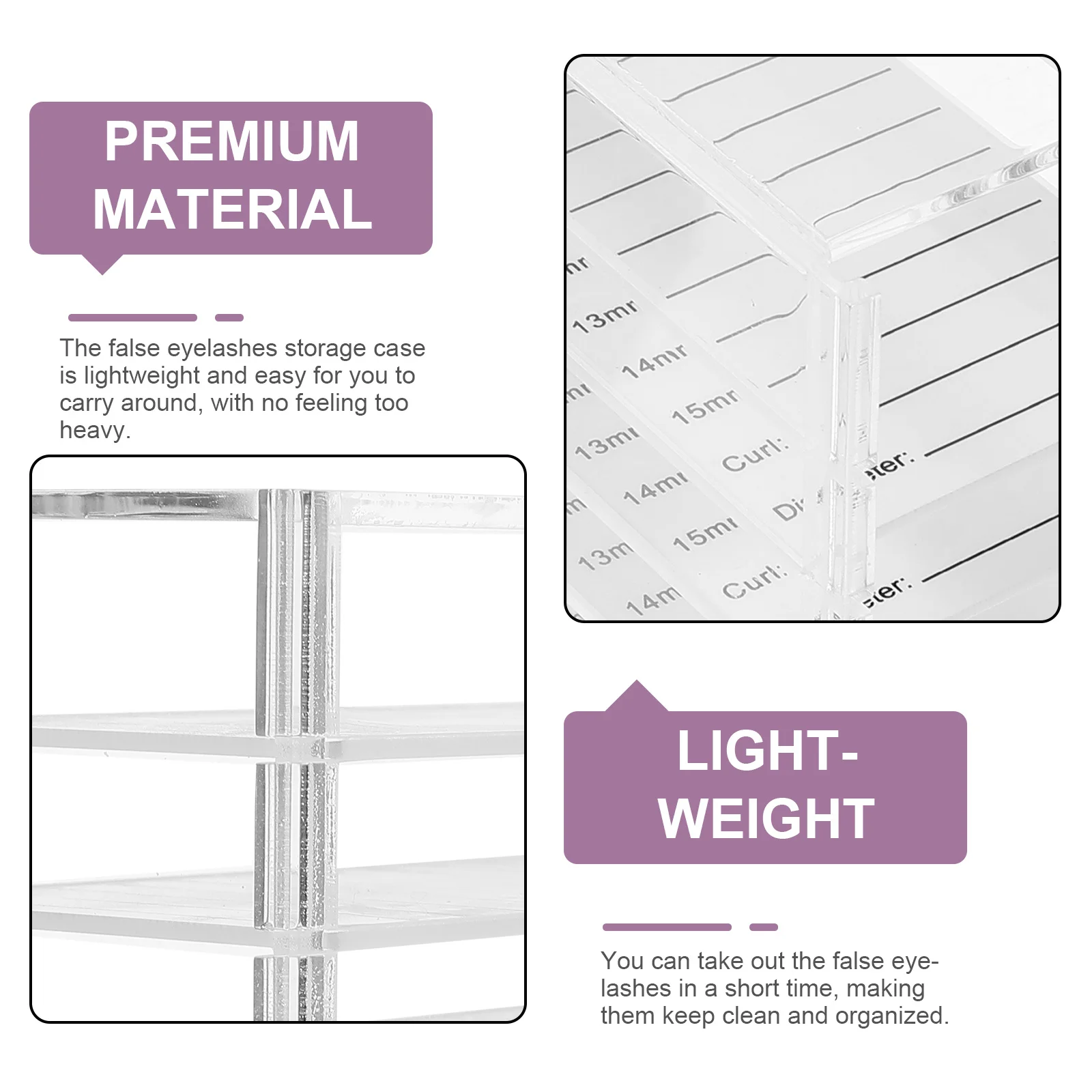 

Eyelash Storage Box Fake Lashes Organizer Case Clear Travel Container Household False Eyelash Packaging