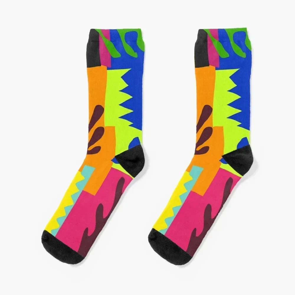 Matisse Inspired Colorful Collage #3 Socks valentine gift ideas sheer funny gift funny sock Socks For Girls Men's