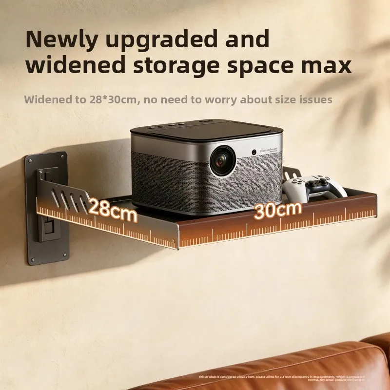 Projector Wall Mount Bracket, No-Drill Adhesive Shelf for Router & Projector,Wall-Mounted Storage Tray for Home Theater & Office