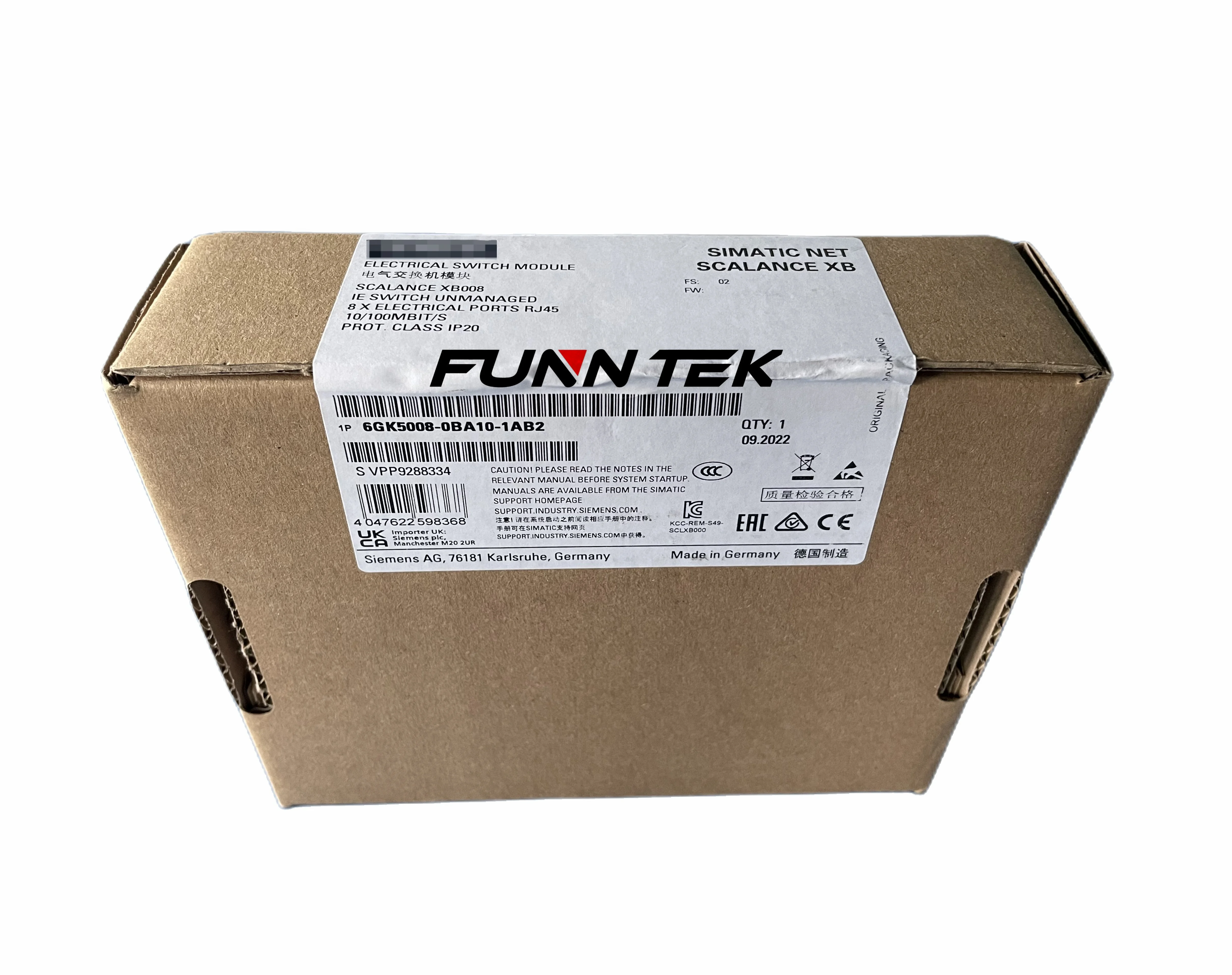 

SCALANCE XB008 Unmanaged Industrial Ethernet Switch 6GK5008-0BA10-1AB2 For 10/100 Mbit/s