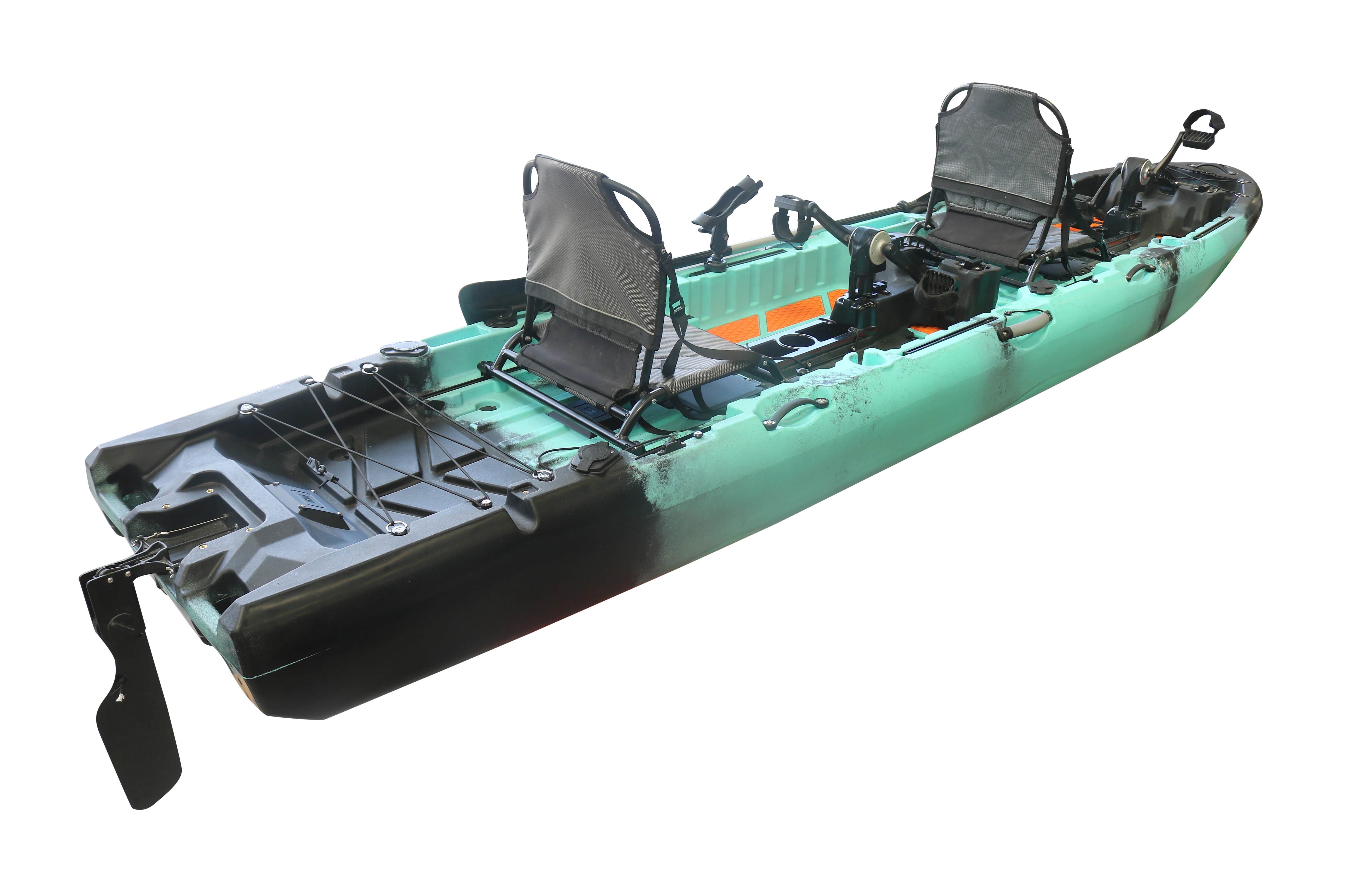 New Arrival 14FT 2-Person Pedal Kayak 4.2m Length Electric Motor Fishing Kayak HDPE Hull Material Plastic Water Sports view 5