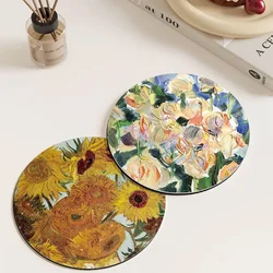 Flower Coasters Round Table Mats Creative Waterproof High Temperature Heat Insulation Oil Painting Placemat Jewelry Photography