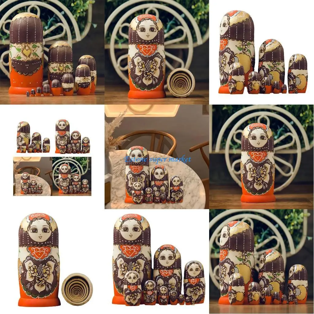090B 10 Schichten russische Nistpuppen, handgefertigte Sammelfiguren, Kinder-Stapelspielzeug