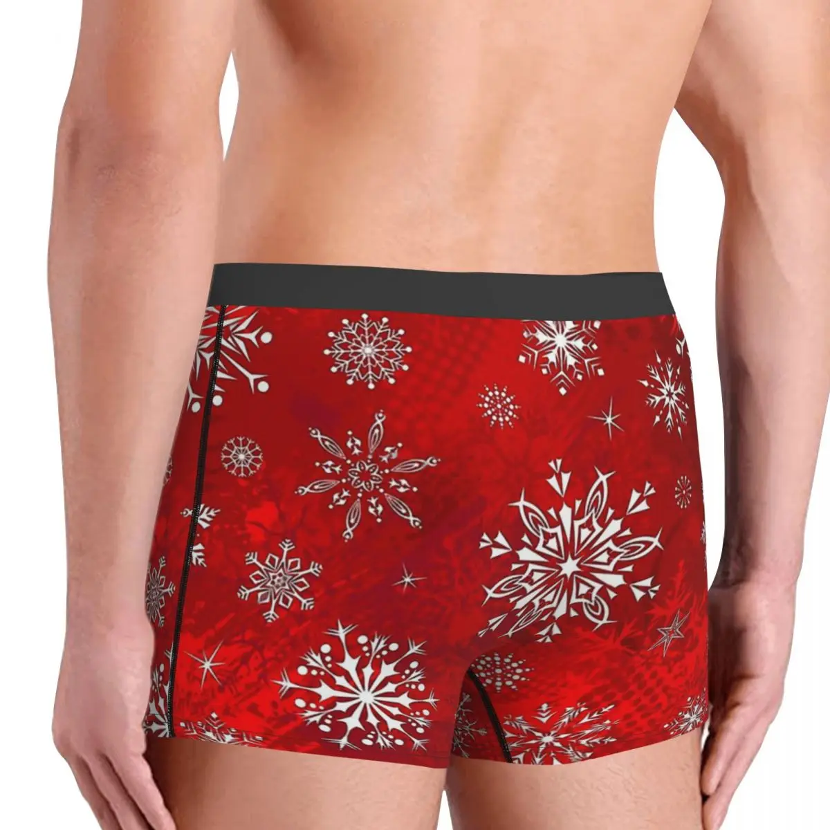 Red Gradient Snowflakes Happy Merry Christmas Underpants Homme Panties Men's Underwear Sexy Shorts Boxer Briefs