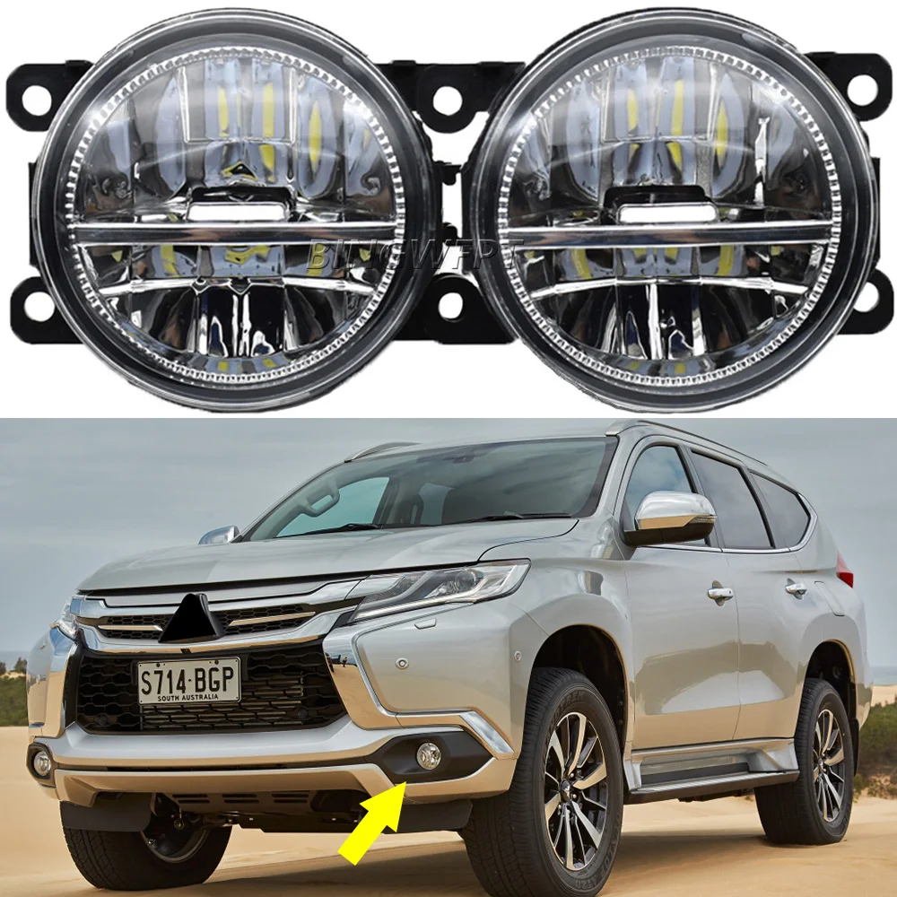 NEW 2PCS Led Fog Lamp DRL For Mitsubishi Montero Pajero Sport Challenger 2017 2018 2019 LED Fog Lights Daytime Running Fog Light