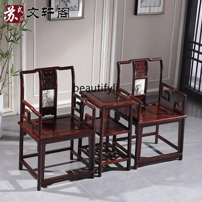 05 FG17Rosewood Furniture Sandal Wood Officer's Cap Armchair Classic Ming Style Antique Reception Armchair Palace Chair