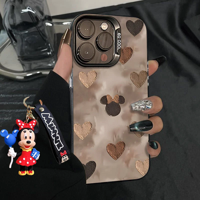 Disneys Mickeys Minnies Mouses Brown Cute Phone Case For iPhone 16 15 14 13 12 11ProMax 7 8 Plus X XR XS MAX MINI Y2K Back Cover