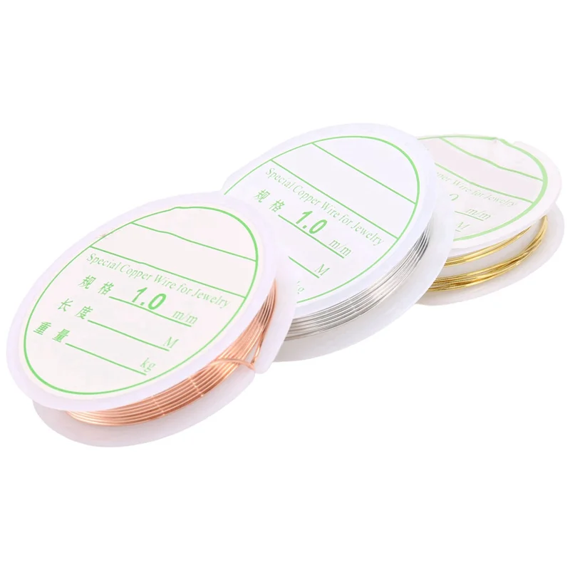 9 ロール 18 ゲージジュエリー銅クラフトワイヤー、変色しにくいジュエリービーズワイヤージュエリー作成用品 & クラフト用