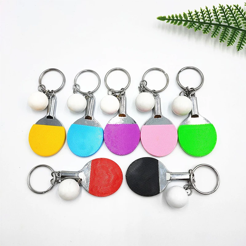 7 Colours Mini Simulation Table Tennis Paddle Metal Keychain Sports Event Bag Hanging Accessories Souvenir Gift