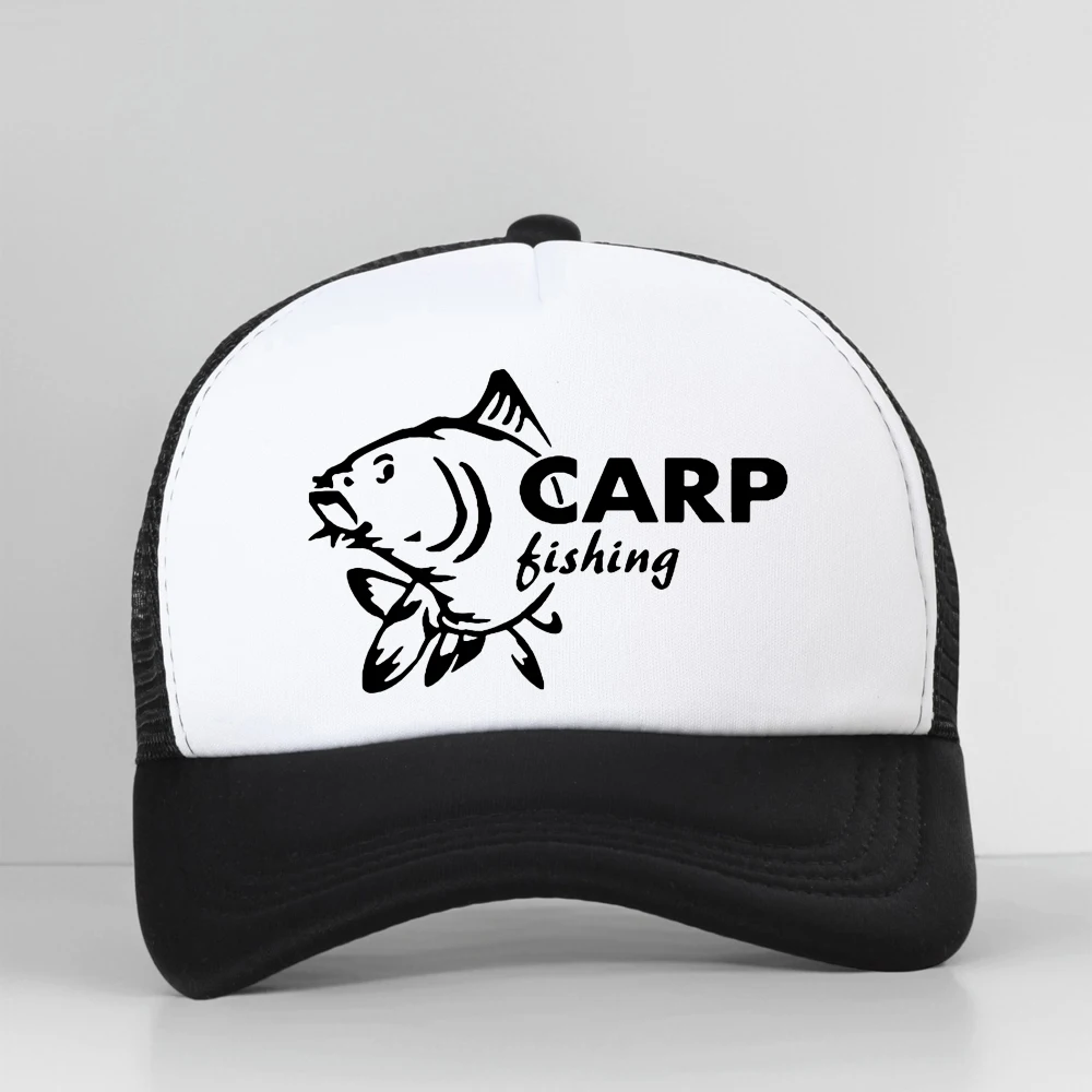 

Funny Carp Fishing mesn Baseball Cap Men Summer Outdoors Adjustable Breathable Snapback Hat Hunting Sports