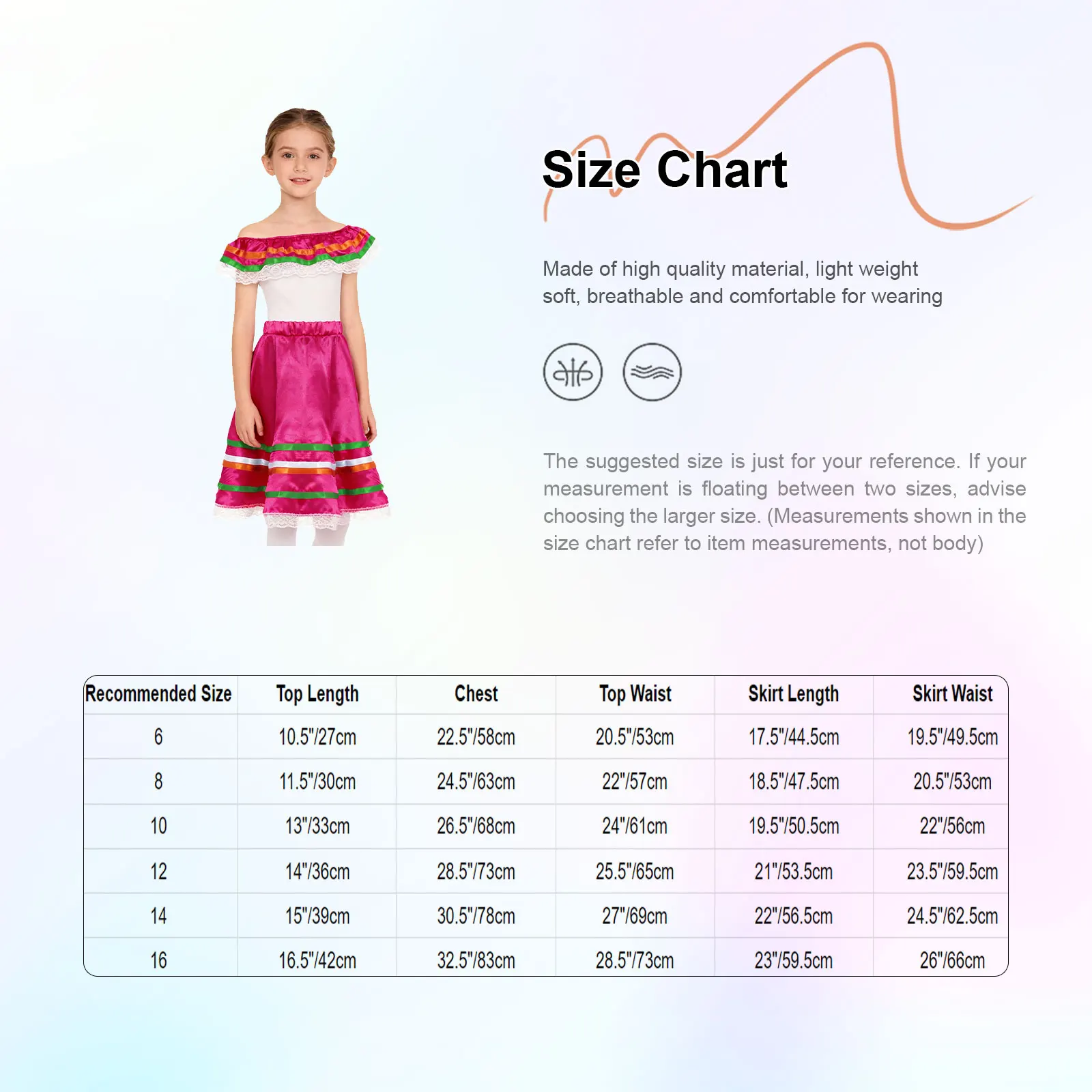 فستان رقص الفلامنكو المكسيكي مكون من قطعتين للفتيات الصغيرات مع مجموعة تنورة لملابس الأداء المسرحي للأنشطة المكسيكية