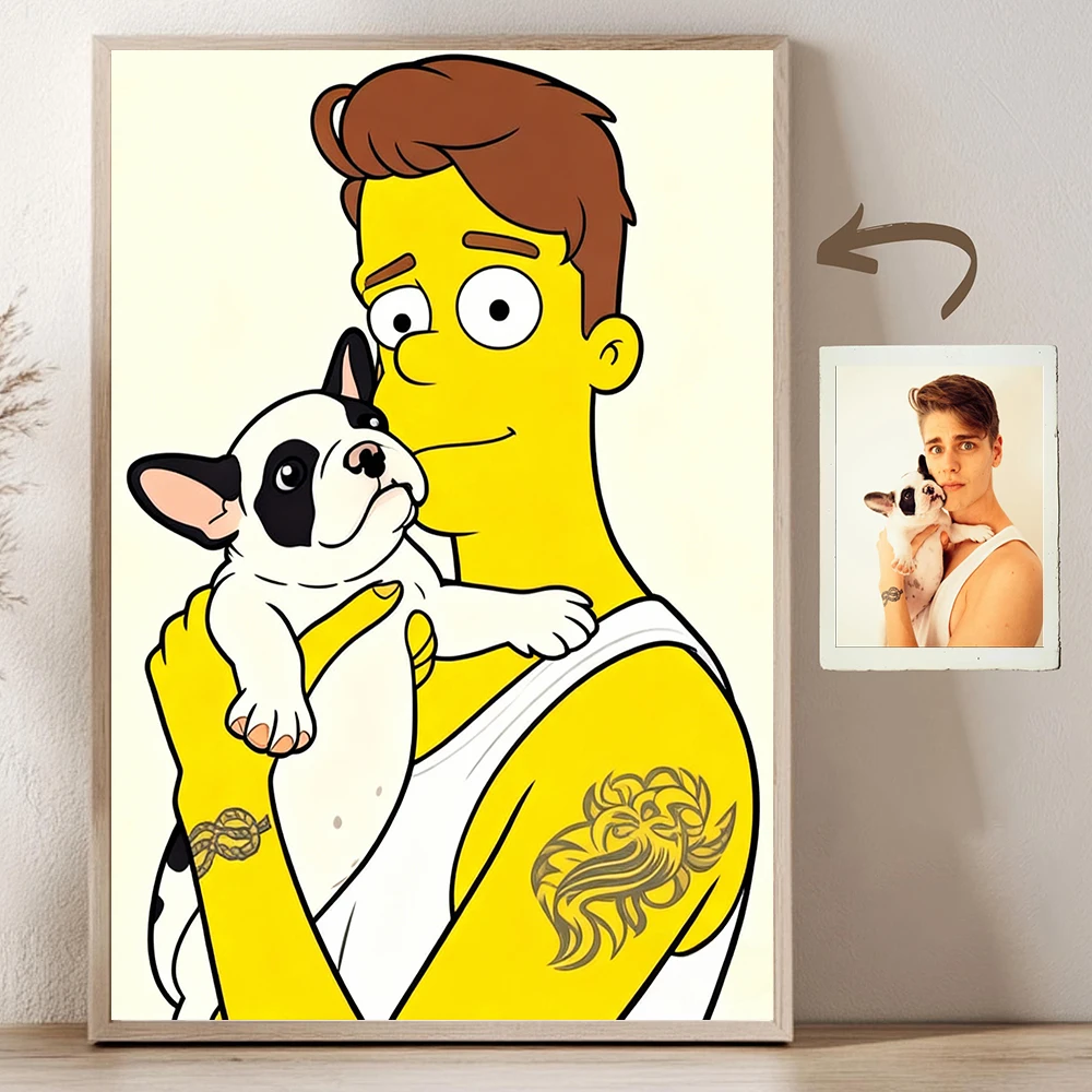 Custom Anime Cartoon Style Portrait From Photo Decor Personalized Cartoon Gift for Couples Family Kids Unique Wall Art Poster image 5