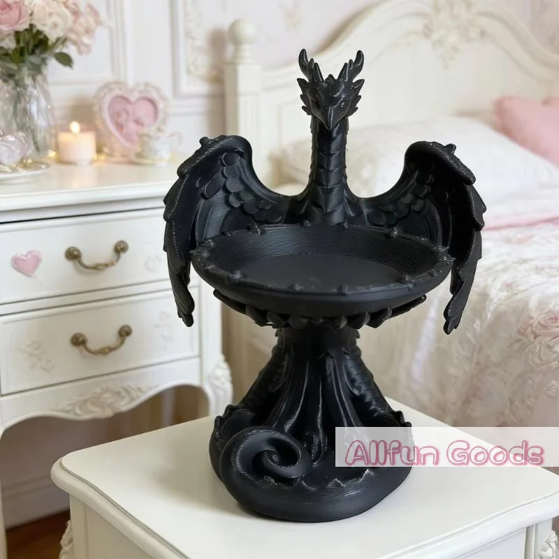 [TG835]Creative Gothic Dragon Tray Statue Decorative Crafts Funny Home Decoration 3D Printed Phoenix Desktop Ornaments Decor