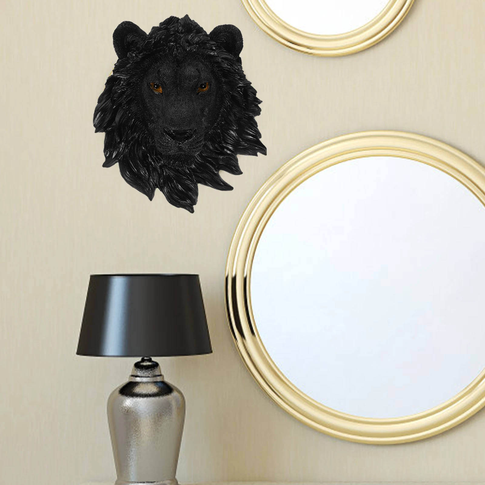 

Lion Head Wall Sculpture Resin Material Luxurious Home Decor Fine Details Multi Scene Application Lion Head Wall Decor