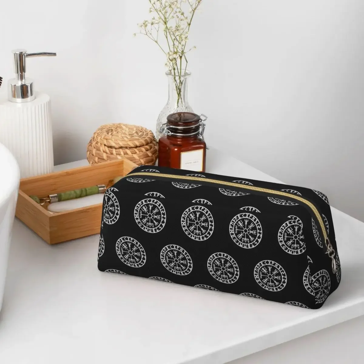 Vegvisir Viking Compass Pencil Cases for Student Gifts Pen Box Pencil Bag Big Capacity Pencil Pouch Storage Stationery Supplies