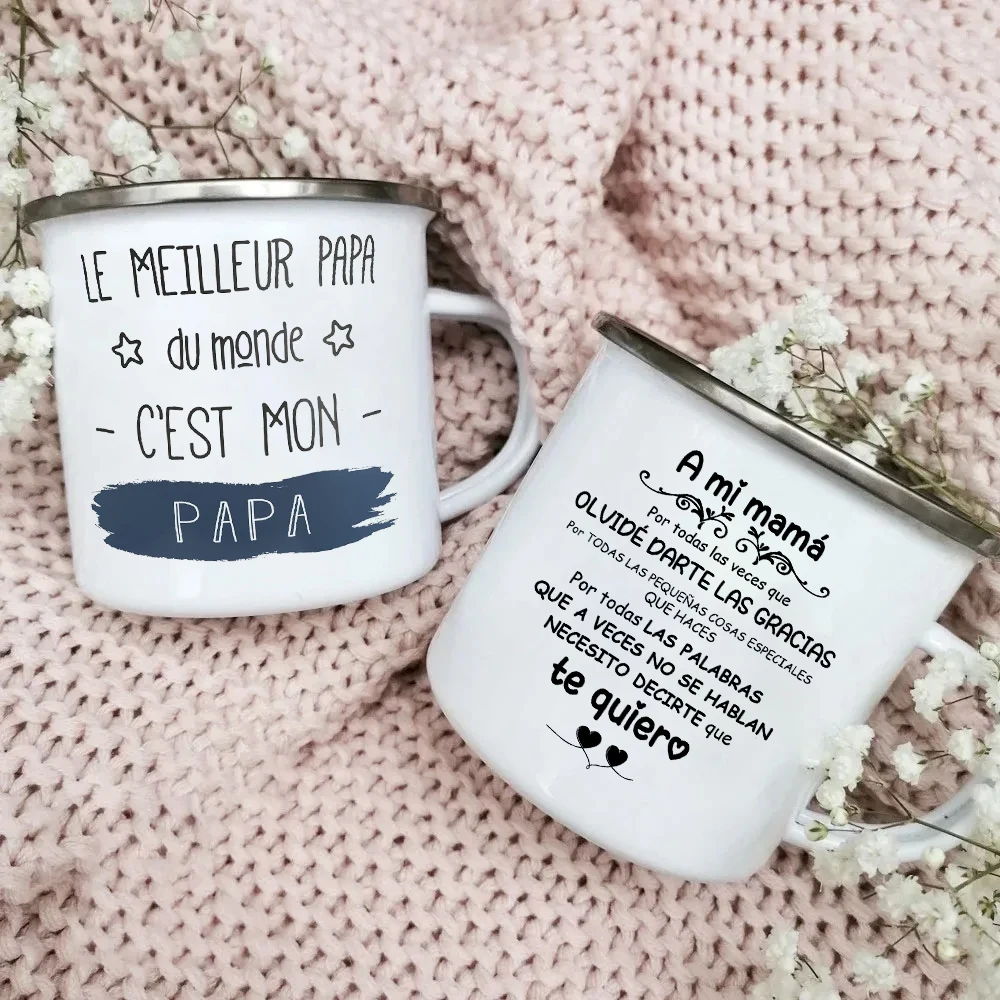 Mothers Day /father's Day Enamel Mugs Coffee Cup Gift for Daddy Mommy Party Drinkware Wine Juice Tea Cup Festival Gifts Mug