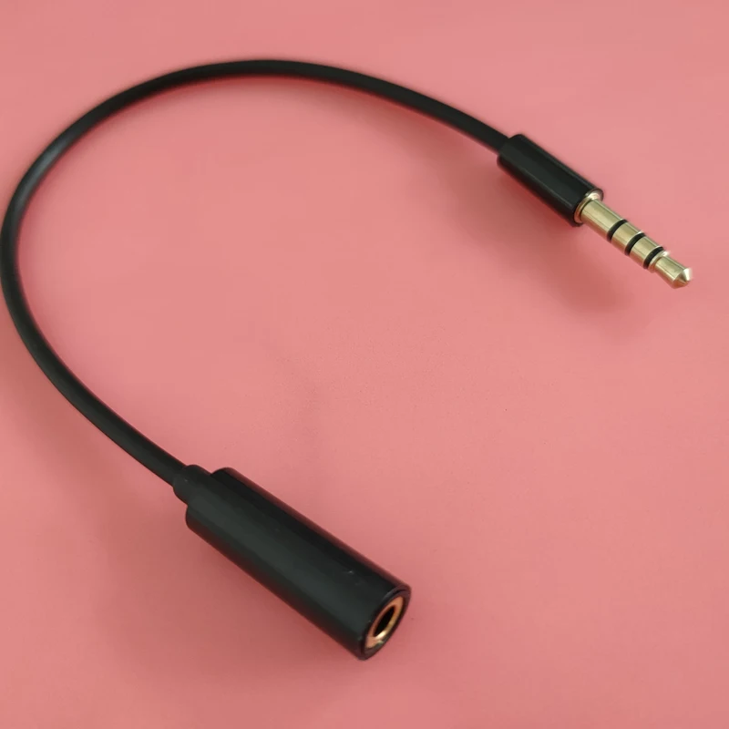 3.5mm Aux Headphone Extender 4-Pole Jack Plug Extension Lead Stereo Male to Female with 17mm long tip 20cm