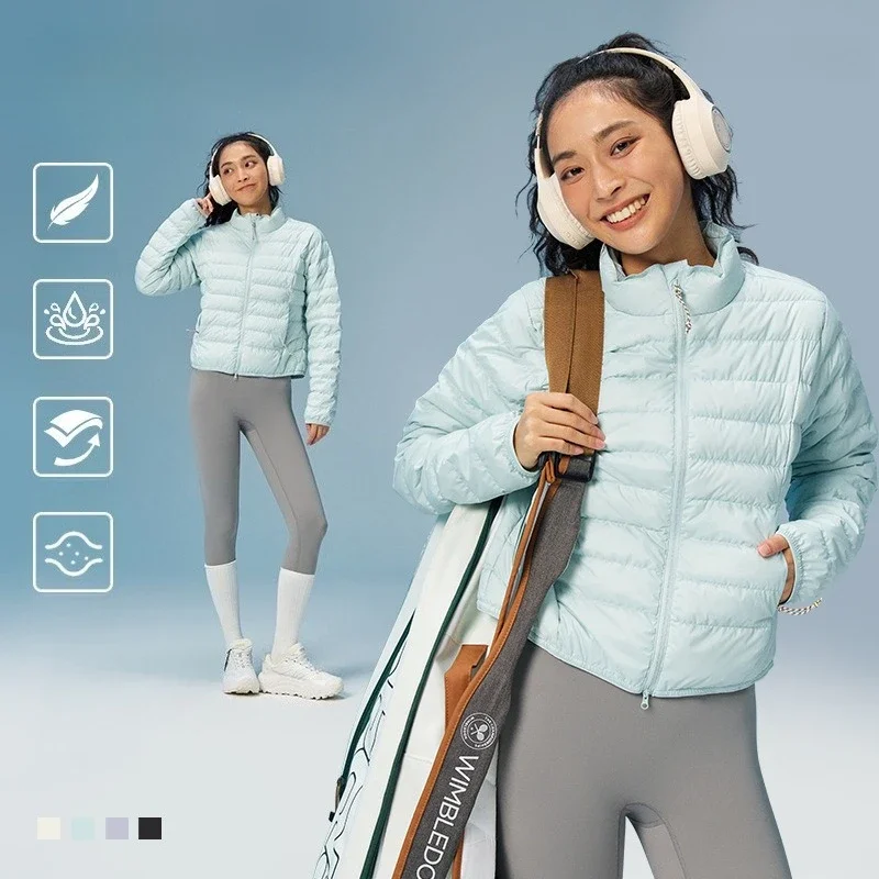 Lightweight 90% White Duck Down Stand-Collar Puffer Jacket - Water-Repellent Thin Quilted Coat for Outdoor Sports & Leisure