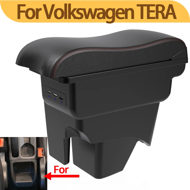 

For Volkswagen VW TERA 2025 car interior storage center console accessories, artificial leather elbow rest with usb