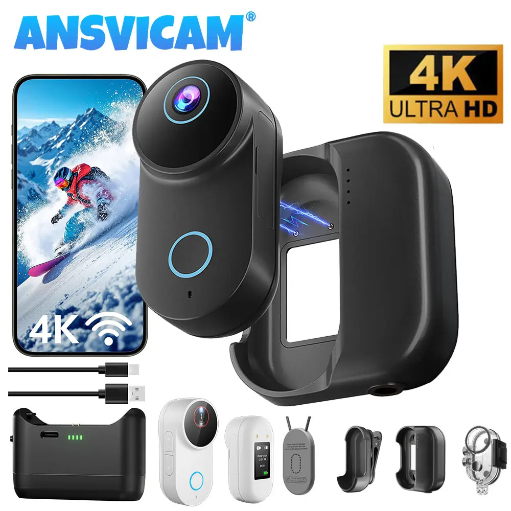 

Экшн-камера ANSVICAM 4K Mini Thumb Camera WiFi с 6-осевой стабилизацией EIS, зарядной док-станцией и долгим временем автономной работы для POV-съемки на мотоцикле и видеоблогов