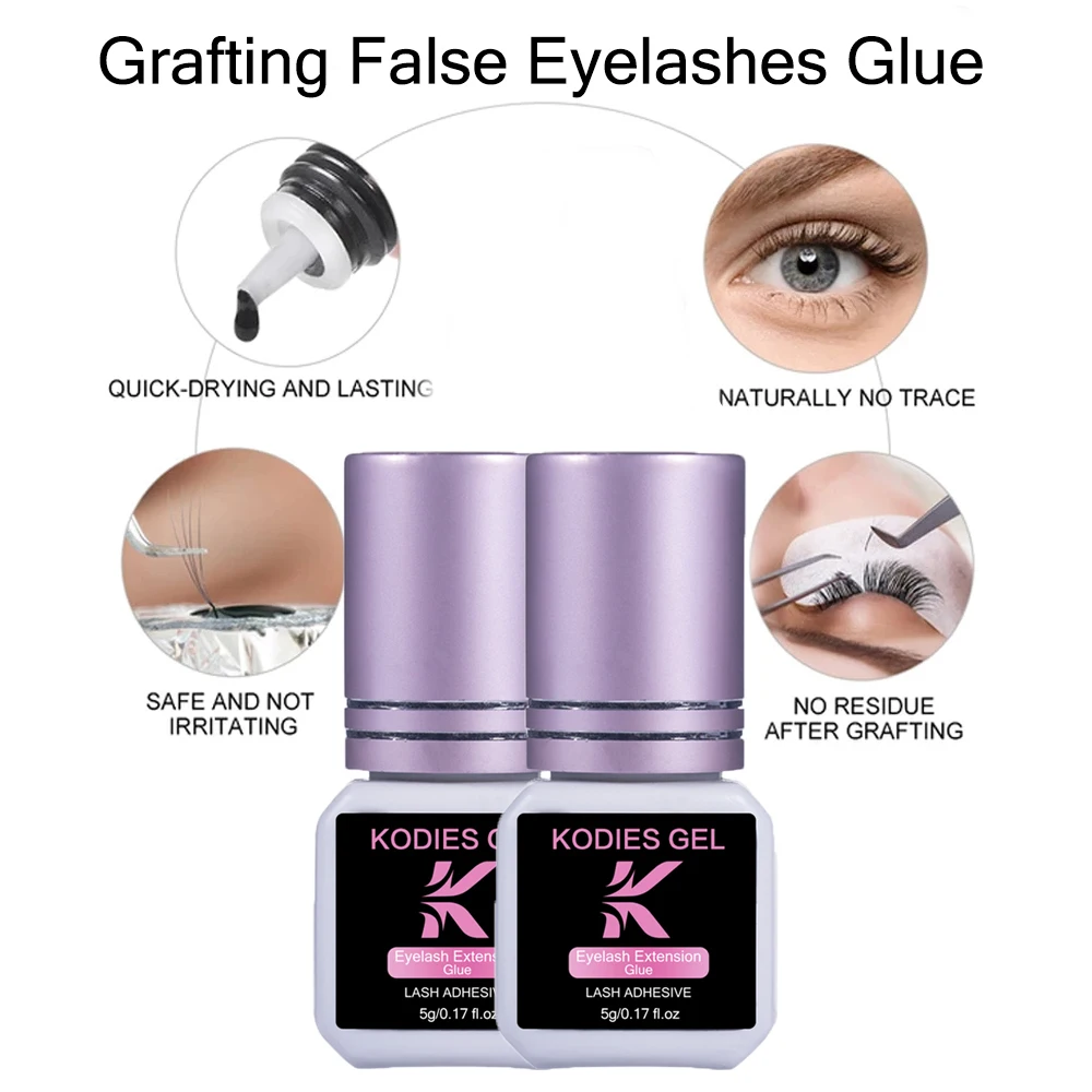 KODIES GEL 2 PCS/Set Eyelash Glue Strong Adhesive 5g 0.5 Second Dry Korea Eye Lash Glue Extension Supplies Semi Permanent Lift