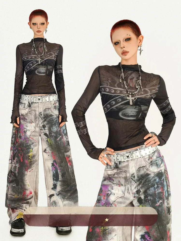 

Оригинальная женская футболка Nico Molly с длинным рукавом, приталенная, летняя, универсальная, в стиле панк, базовая, с принтом в уличном стиле